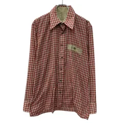 長袖 チェックシャツ L レッド マルチカラー 胸ポケット カジュアル カジュアルシャツ チェック柄 アメカジ 襟芯 春秋物 a802-5644