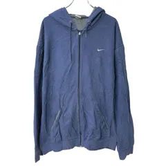 NIKE ロゴスウェット パーカー 2XL ネイビー ナイキ フーディー ジップアップ ロゴ刺繍 ワンポイントロゴ トップス 秋物 a802-5662