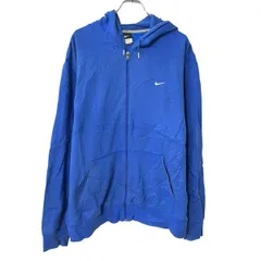 NIKE ロゴスウェット パーカー 2XL ブルー ナイキ フーディー ジップアップ ロゴ刺繍 ワンポイントロゴ トップス 秋物 a802-5663