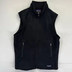 古着 パタゴニア patagonia ベスト フルジップ フリース ワンポイントロゴ アウトドア L  ブラック レディース
