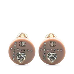 シャネル ヴィンテージ ココマーク ハート モチーフ ラインストーン シルバー ピンク メタル レディース CHANEL【1-0191607】