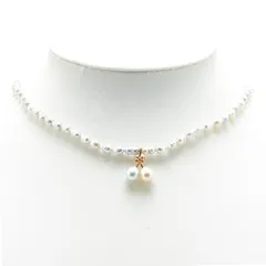 リボン モチーフ シルバー ゴールド パール K18 ゴールド レディース【1-0194697】