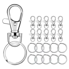 DIY 手芸 ワンタッチキーホルダー金具 金具 回転フック スプリットキーリング Dカン レバーナスカン カラビナ 50セット 回転カン付きナスカン30mm スナップフック 回転 ナスカン キーホルダー HappyHome