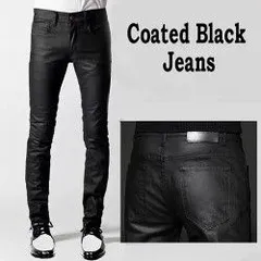 光沢 コーティング パンツ ブラック スキニー ジーンズ スパンデックス 収縮あり メンズ スキニー ジーンズ 黒 細身 スリムデニム かっこいいジーンズ バイカー オシャレ WAD