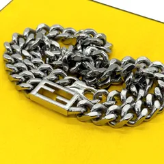 箱 Fendi フェンディ バゲット ネックレス FFロゴ シルバー チェーン チョーカー アクセサリー チェーンネックレス 4692