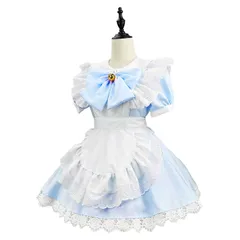 [MEYOIJK] メイド服 コスプレ 萌え コンカフェ メイド 定番 ショート丈 可愛い レース メイドコスチューム 5点セット ロリータ ワンピース レディース メンズ 大きいサイズ 仮装 ハロウィン 女装 人気 学園祭 撮影