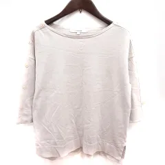 アンタイトル UNTITLED ニット カットソー Uネック 五分袖 絹混 シルク混 2 ベージュ /RT