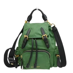 BURBERRY バーバリー ミニ リュック 緑 ゴールド キャンバス レザー 32BS312