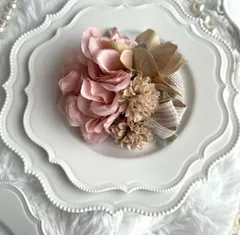 1.コサージュ｜卒業式 入学式 セレモニー 上品 くすみピンク アイボリー ハンドメイド