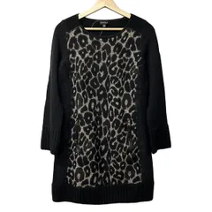 EPOCA(エポカ) ワンピース サイズ40 M レディース美品  - 黒×ベージュ クルーネック/長袖/ひざ丈/ニット