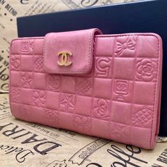 激レア】CHANEL 長財布 アイコン チョコバー ピンク がま口 ラムスキン 