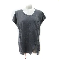 ジーナシス JEANASIS Tシャツ カットソー Vネック 半袖 F チャコールグレー /YI