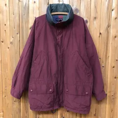 90's nautica ノーティカ メンズL 長袖ジャケット コットン×ナイロン ハイネック ダブルジップ ワインレッド系 フード収納あり アメカジ ビンテージ古着のサムネイル