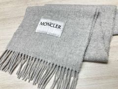MONCLER ウールマフラー ストール グレー ダウンロゴ - メルカリ