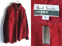 希少 80s-90sビンテージ Paul Smith JEANS ポールスミス ジーンズ ロゴピスネーム ワイドシルエット コーデュロイシャツ L レッド 赤