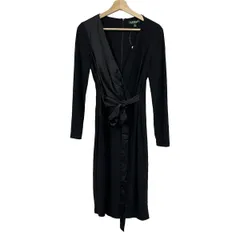RalphLauren(ラルフローレン) ワンピース サイズ6 M レディース美品  - 黒 長袖/ロング/カシュクール