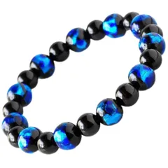 天然石 パワーストーン ブレスレット ホタルガラス オニキス メンズ レディース アクセサリー 内径 約19.5cm