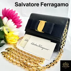美品　フェラガモ　ヴァラリボン　3way　チェーンショルダーバッグ　ブラック