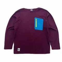 チャムス ロンT メンズ Sサイズ バーガンディ ライトブルー 長袖 Tシャツ カットソー シンプル 定番
