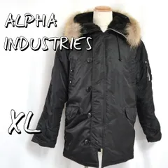 【美品】Alpha Industriesアルファ インダストリーズ N-3B リアルファー タイトジャケット スリムフィットミリタリージャケット XL 黒ブラック【古着】【中古】【送料無料】