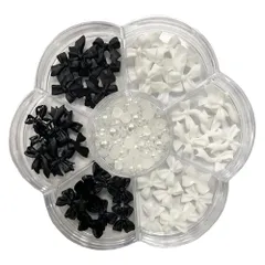 ネイルパーツ 3D 立体 蝶結び 半円パール 1セット ネイル装飾 DIY ジュエリーパーツ ハンドメイド 手作り デコパーツ ネイルアート レジン デコパーツ ブラック ホワイト