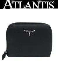 プラダ PRADA 三角ロゴ ラウンドファスナー二つ折り財布 ナイロン×サフィアーノレザー 黒 M606 【73623】