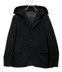 24AW COMME des GARCONS HOMME DEUX フード付きテーラードジャケット XS ブラック DN-J047 コムデギャルソンオムドゥ 