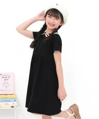 Bee【♪クーポン利用で20％OFF♪】セーラーワンピース ◇ブラック◇子供服 キッズ 女の子 ガールズ 半袖 襟 ライン 100 110 120 130 140 150