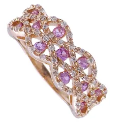 リング K18PG サファイア0.30ct ダイヤモンド0.20ct 12号