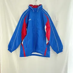 美品 asics アシックス 男の子 子供用 ジュニア スポーツウェア ウィンドブレーカー ジャージ 140cm ブルー レッド ホワイト フード付き 裏起毛 撥水機能 ロゴ 運動 スポーツ サッカー 練習着 暖かい