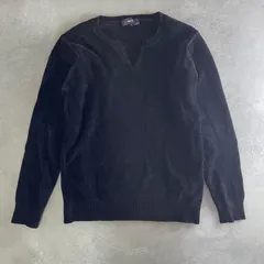 【k-59】 COMME CA ISM ブラック　ベロア調ニット　シンプル　無地　クルーネック　長袖　リブ仕様　Mサイズ