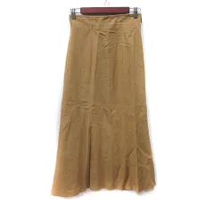 クチューム QTUMEマーメイドスカート マキシ 麻 リネン 38 M 黄土色 /YI