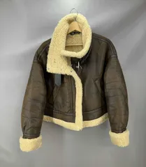 ★ ZARA ザラ ミリタリージャケット B-3 フェイクムートン サイズL ブラウン 冬