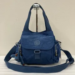 9625　KIPLING　キプリング　2way　ショルダーバッグ　ハンドバッグ　ブルー　青　チャーム付き　モンキー　ゴリラ　軽量　カジュアル　シンプル　ポケット多数　多機能