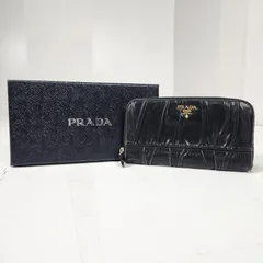PRADA プラダ 長財布 本革 レザー ブラック ゴールド ナッパゴールフ
