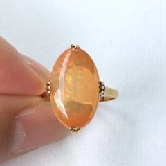 ✤天然石 サンストーン 大粒オーバル ソリッド リング✤ - メルカリ