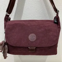 9626　KIPLING　キプリング　ショルダーバッグ　チャーム付き　モンキー　ゴリラ　フラップ　レディース　軽量　カジュアル　シンプル　エンジ　ワインレッド　ボルドー