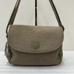 9645　KIPLING　キプリング　ショルダーバッグ　ベージュ　チャーム付き　モンキー　ゴリラ　軽量　カジュアル　シンプル　小さめ　ミニ　フラップ　ポケット多数　多機能　レディース