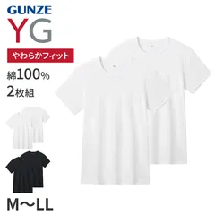 グンゼ YG 綿100 tシャツ メンズ 半袖 クルーネック 抗菌 防臭 2枚組 M L LL 丸首 GUNZE インナーシャツ 男性 紳士 下着 肌着 インナー ニオイ対策 夏 スーツ下 ビジネス ビジネスインナー オールシーズン