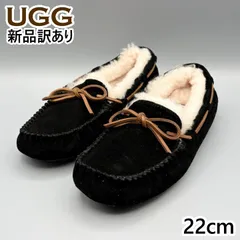 UGG モカシンスリッポン ムートンシューズ ブラック USA5/JP22cm ダコタ レディース/女性用 5612 アグ 新品 (ug246)