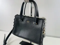 ★美品 kate spade ケイトスペード 2WAY ショルダーバッグ 黒 スカラップ レザー 牛革 ハンドバッグ 中古品 管理2M256