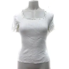 23区 オンワード樫山 カットソー リブ 半袖 38 M 白 ホワイト /YI