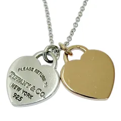 【中古】【箱付き】 TIFFANY&Co. ティファニー シルバー ゴールド リターントゥ ミニ ダブルハート ネックレス 3.3g 925/750刻印 539303 ネックレス