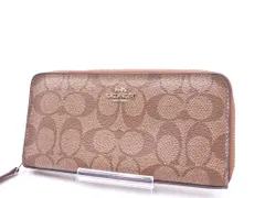 COACH コーチ シグネチャー ラウンドジップ 長 財布 ベージュ ■■ レディース