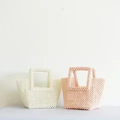 ビーズバッグ ハンドバッグ カジュアル フォーマル パーティー 結婚式 二次会 デート  ホワイト 白  VIK004