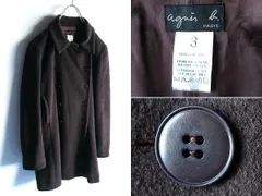 希少 00sビンテージ agnes b. アニエスベー ウールビーバー ダブルコート Pコート 3 ブラウン 茶 日本製
