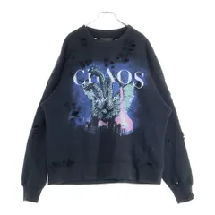 AMIRI (アミリ) CHAOS グランジ ダメージ加工 クルーネックスウェットトレーナー ブラック