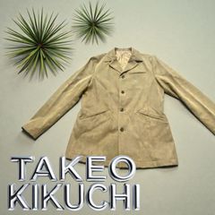 タケオキクチ 麻混 テーラードサファリジャケット 総花柄 サイズ3 