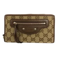 グッチ GUCCI ×バレンシアガ 681710 ザ ハッカー プロジェクト ネオクラシック ジップアラウンドウォレット 長財布 GGキャンバス 茶 ブラウン ベージュ