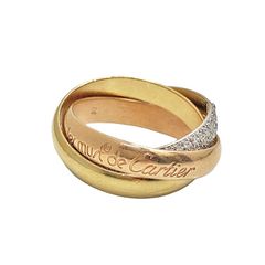 Cartier カルティエ トリニティ アフターパヴェ ダイヤ リング 指輪 750WG 750YG 750PG ホワイトゴールド イエローゴールド ピンクゴールド ダイヤモンド size=47 約7号 メンズ レディース
